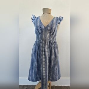 Peyton And Parker A Line Dress In Blue And White Cotton. Sz Small